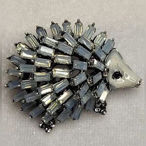 NEW Elegant Silvertone and Opalite Hedgehog Brooch / Pendant